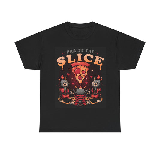 Praise The Slice Tshirt Funny One Bite Pizza Lover New York Unisex Heavy Cotton