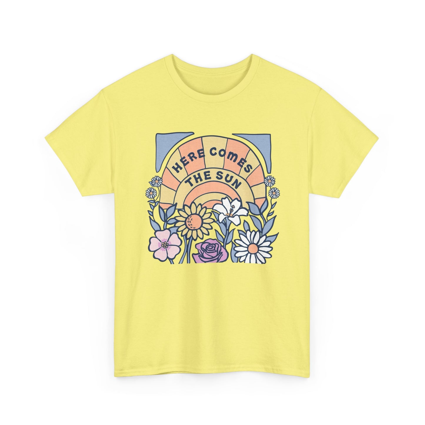 Here Comes The Sun Graphic T Shirt NEW Adult Unisex Heavy Cotton Tee