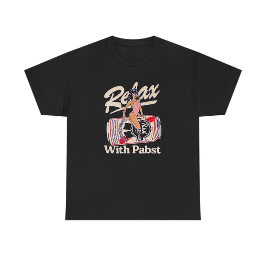 Relax With Pabst Vintage 90s Graphic T-Shirt Comfy Cotton Tee Brand NEW