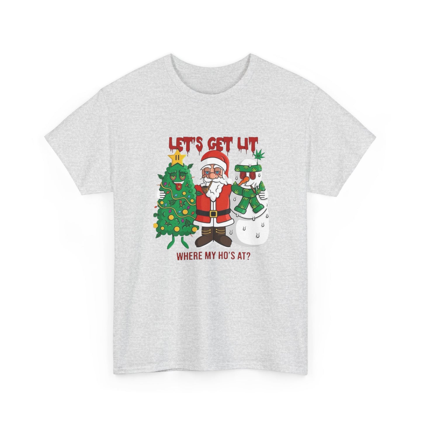 Lets Get Lit This Christmas Graphic T Shirt NEW GIFT Unisex Heavy Cotton Tee