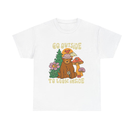 Go Outside To Look Inside Graphic T Shirt Unisex Heavy Cotton Tee