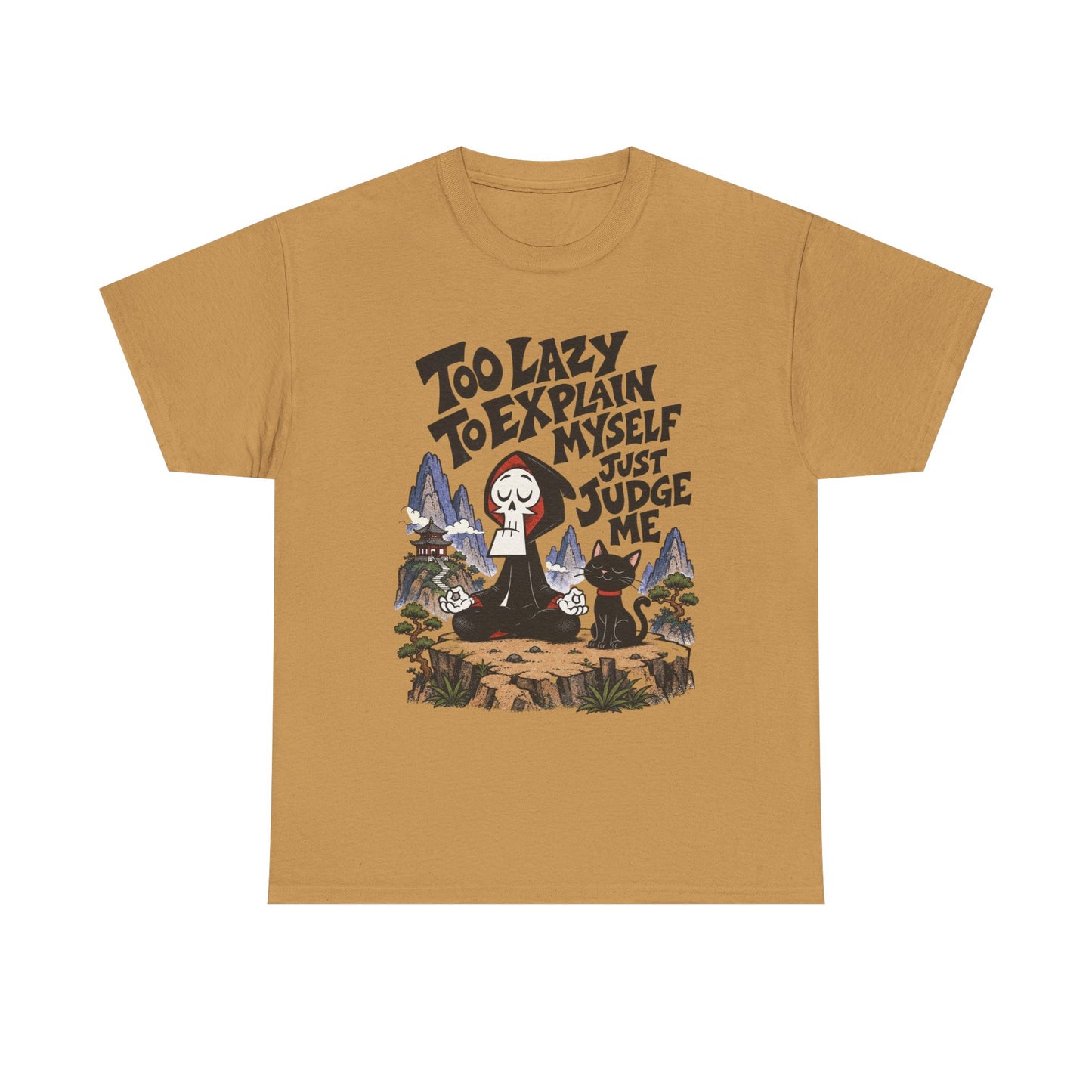 Too Lazy To Explain Myself Funny Graphic T Shirt Men's Heavy Cotton Tee