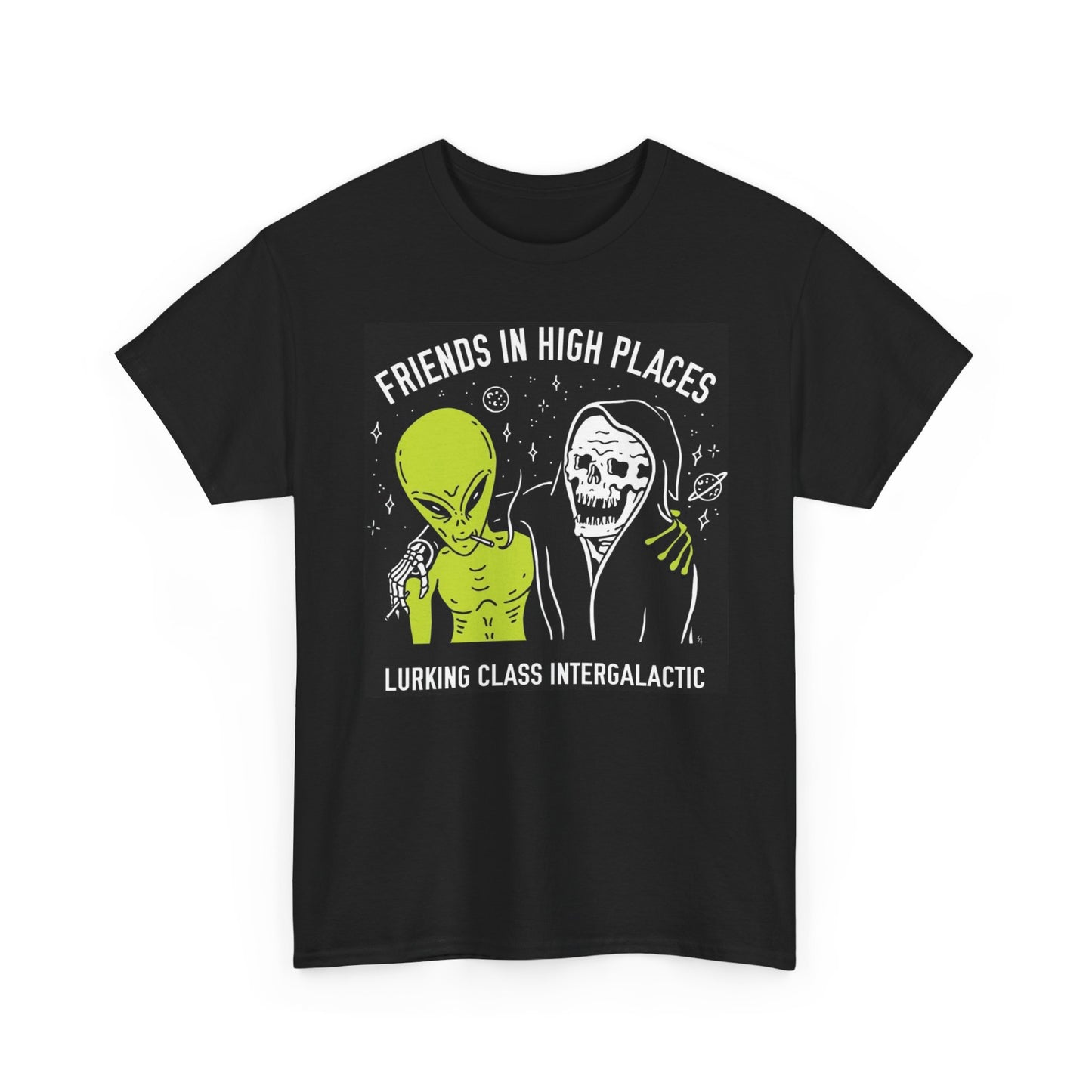 Friends In High Places Funny Aliens Graphic T Shirt NEW Cotton Tee Gift