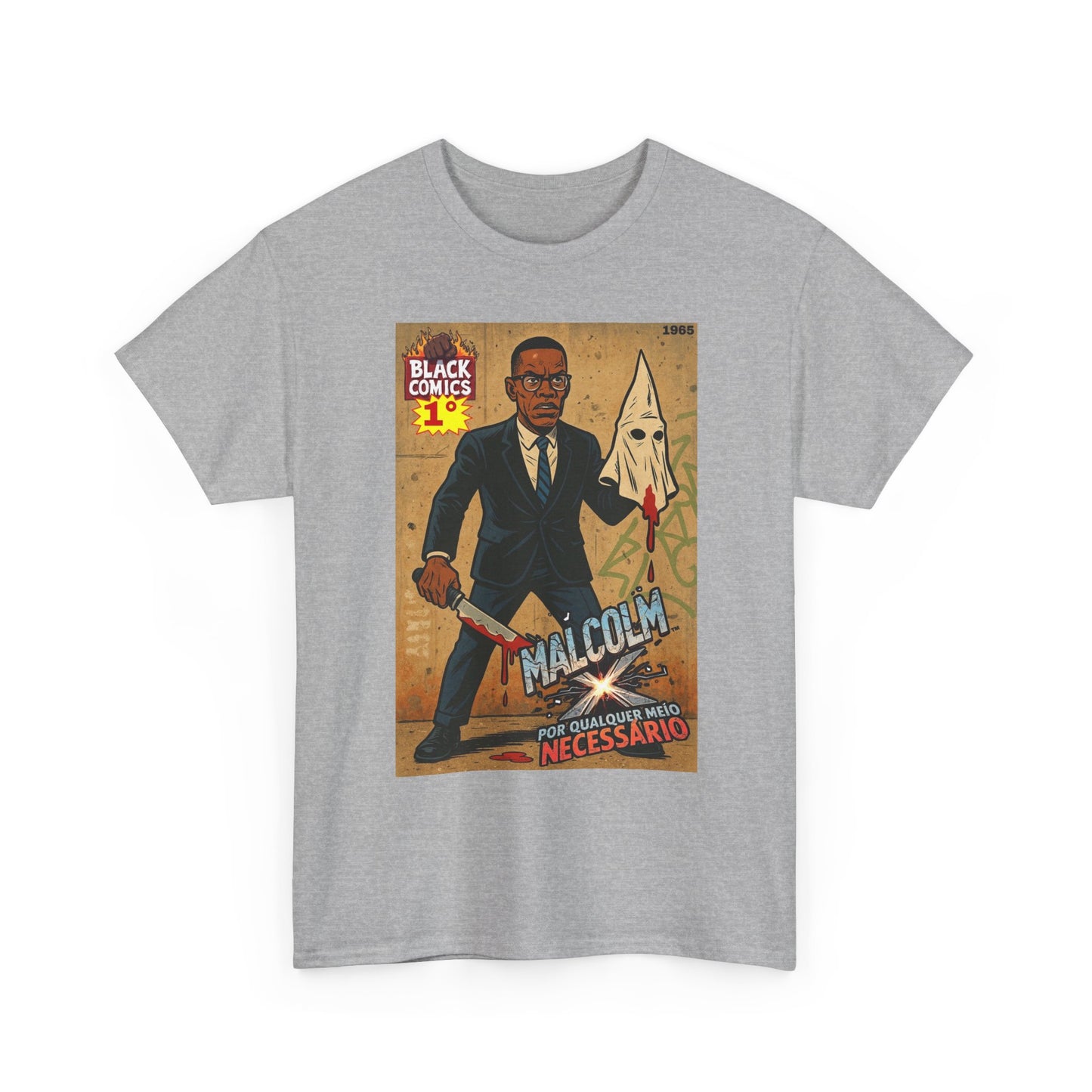 Malcolm X Graphic T Shirt Cartoon Artwork Retro Unisex Heavy Cotton Tee