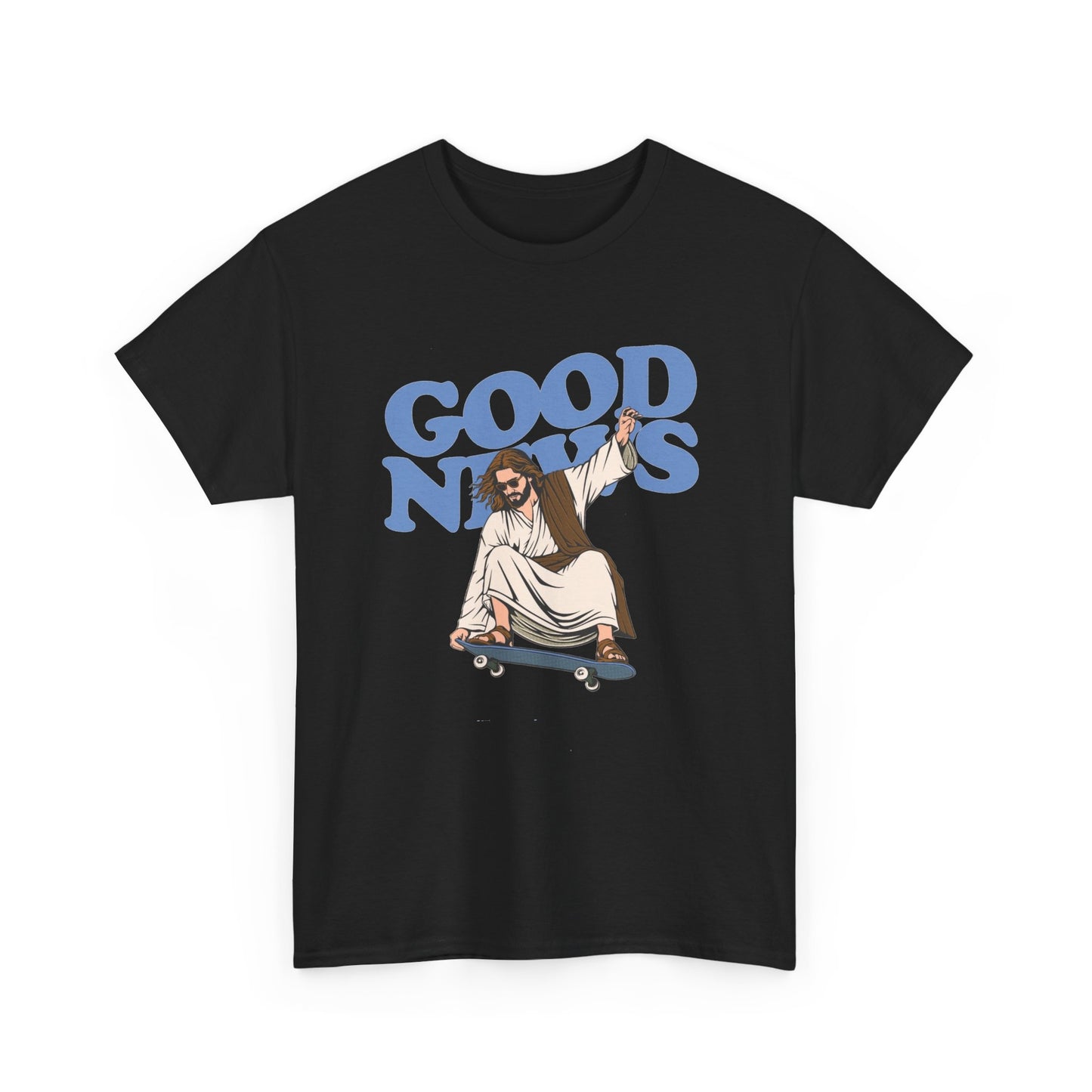 Good News Jesus Skateboarding Graphic T Shirt Men's Heavy Cotton Tee - Quality - Modern True to Size