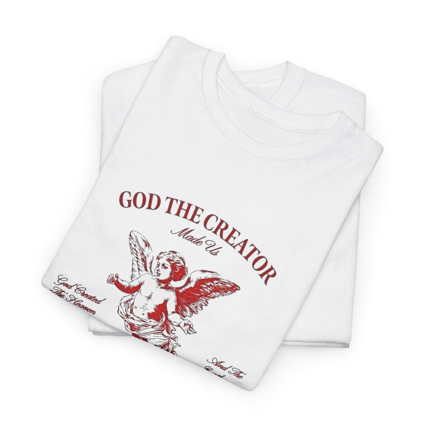 God The Creator Heaven Made Graphic T Shirt Men's Heavy Cotton Tee