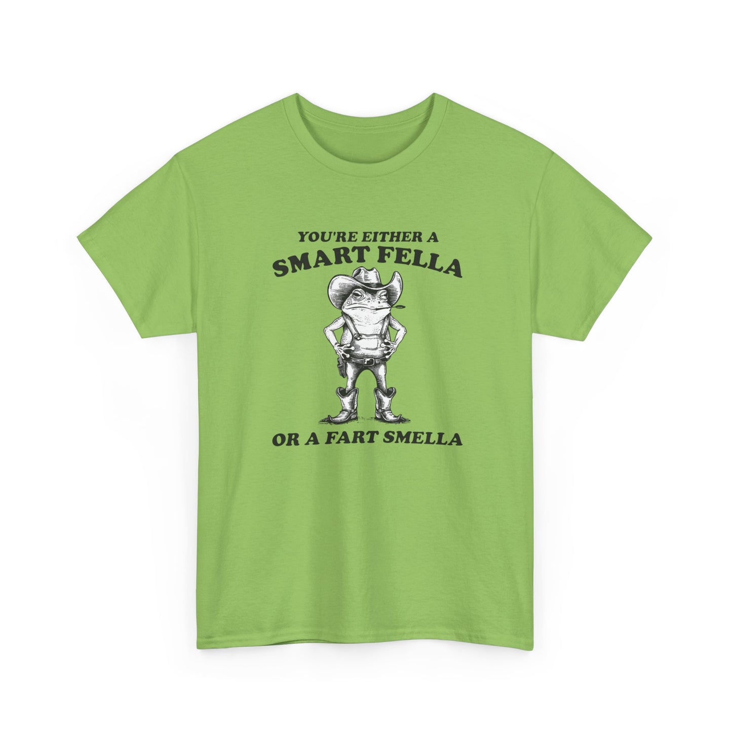 Smart Fella Or Fart Smella Funny Graphic T Shirt Unisex Heavy Cotton Tee