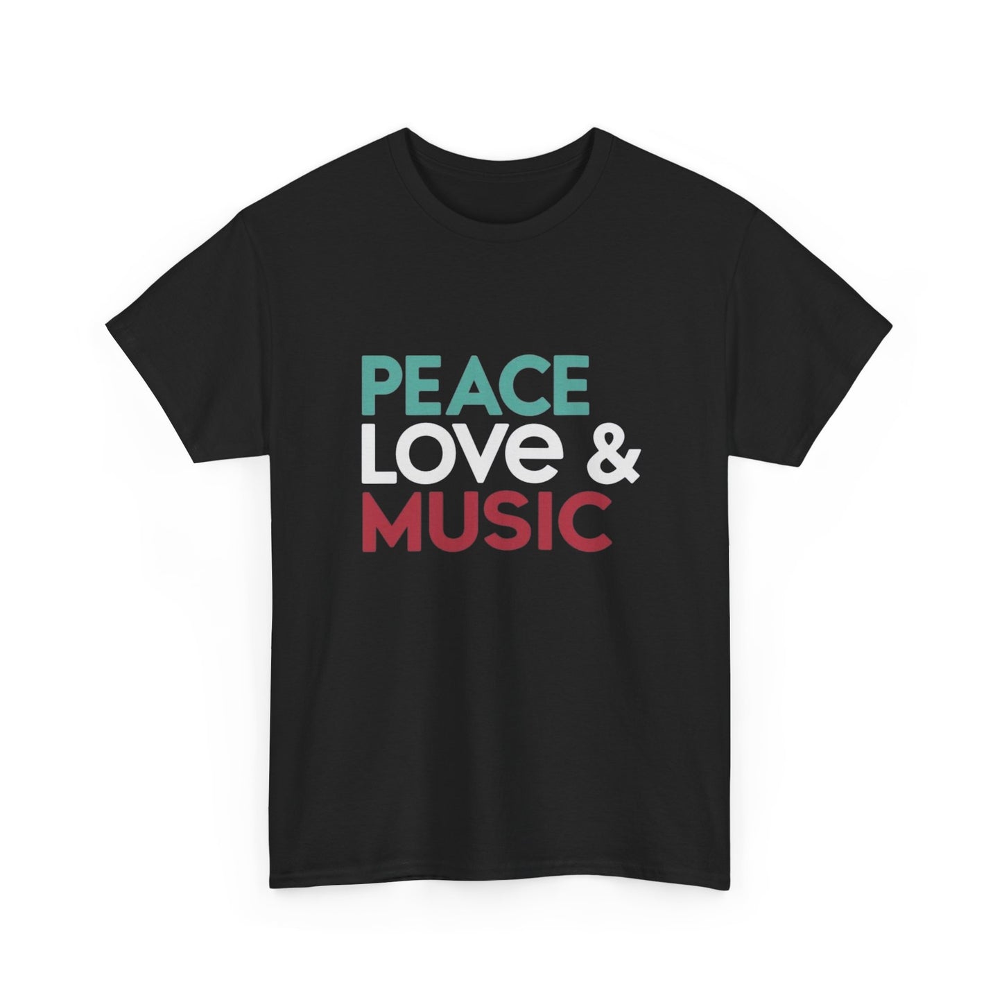 Peace Love And Music T Shirt Graphic Men's Heavy Cotton Tee