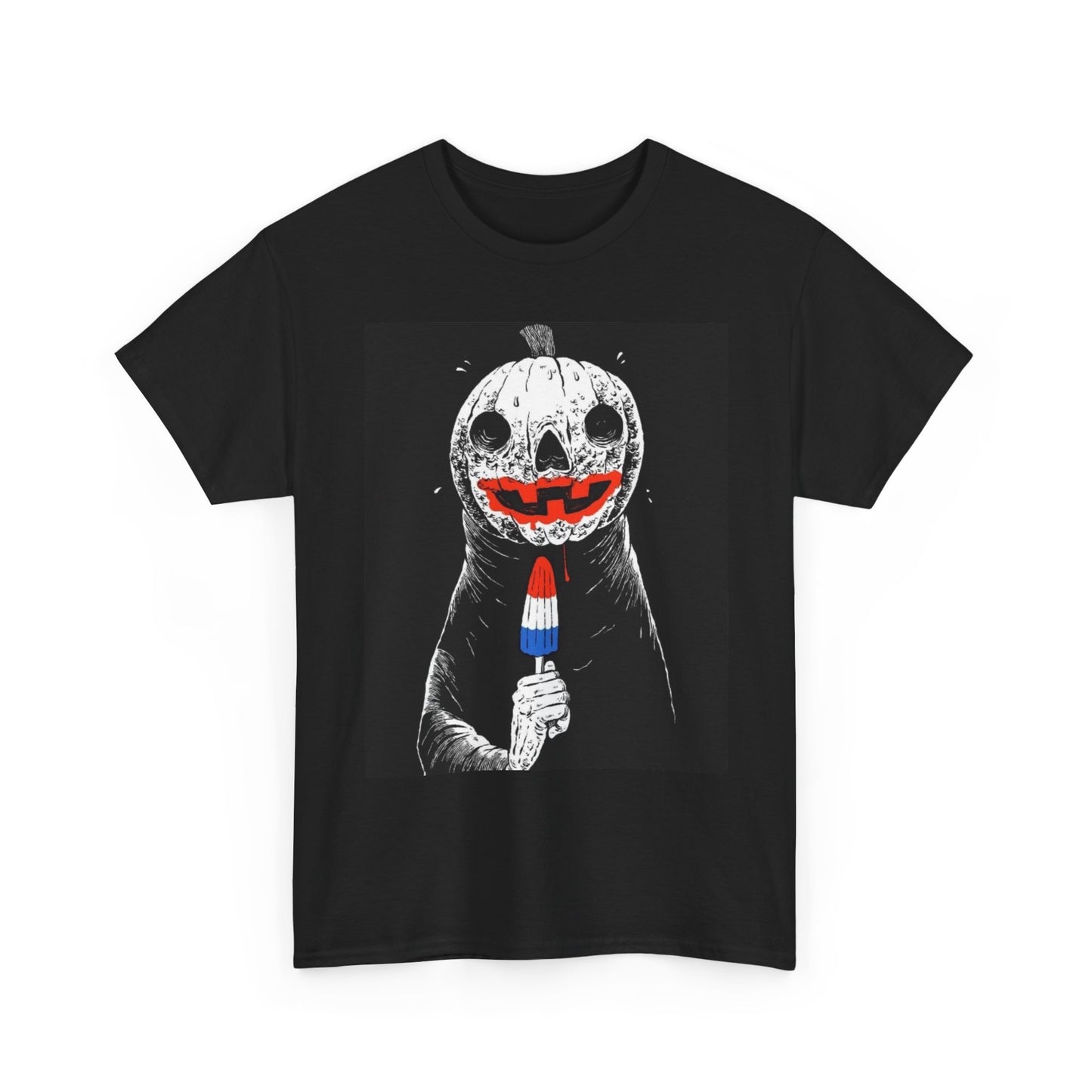 Ice Pop Graphic T Shirt Pumpkin Head Art Unisex Heavy Cotton Tee