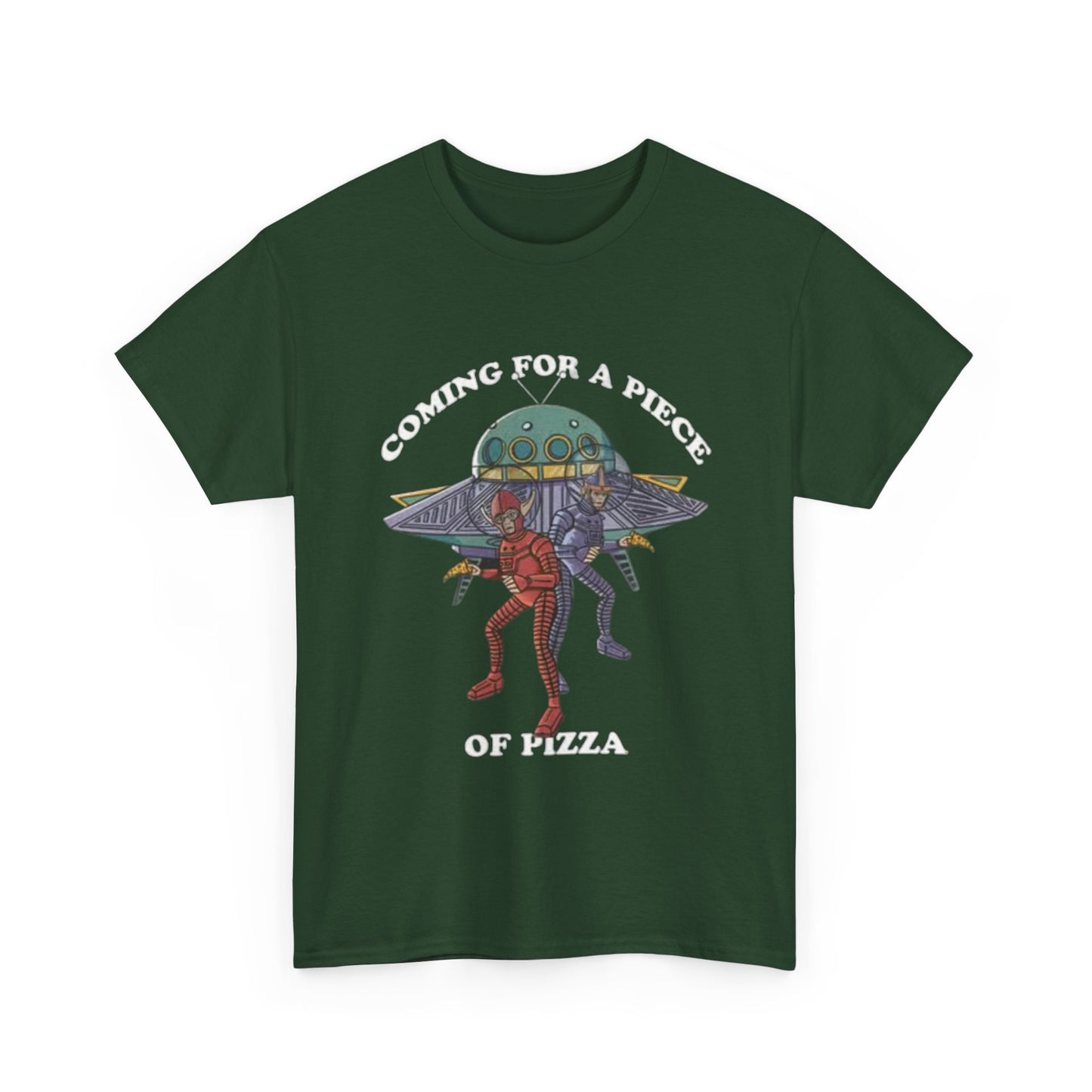 Alien Pizza Run Shirt Funny New York Gift Space Ship Unisex Heavy Cotton Tee