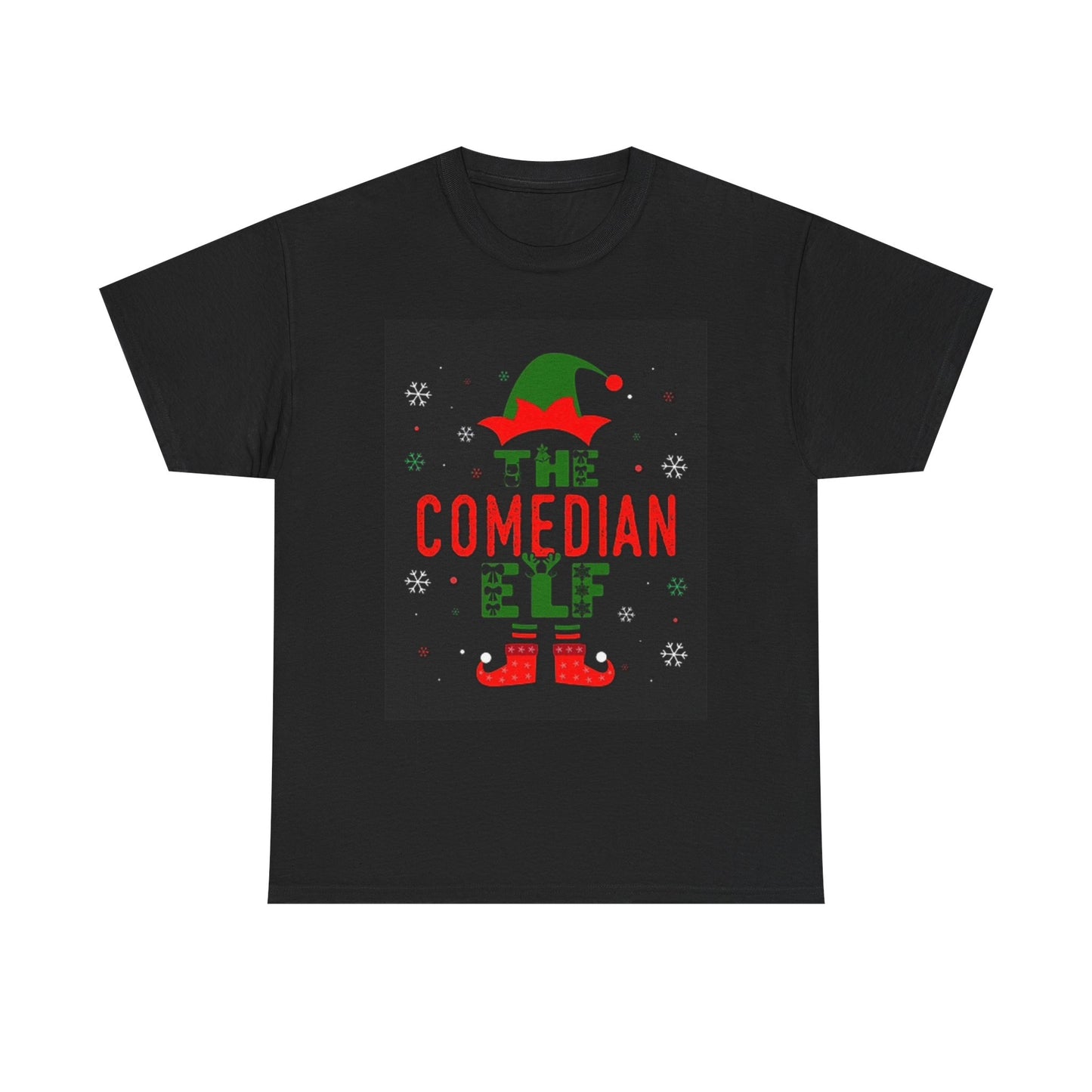 The Comedian Elf Graphic T Shirt Funny Christmas Santa Unisex Heavy Cotton Tee