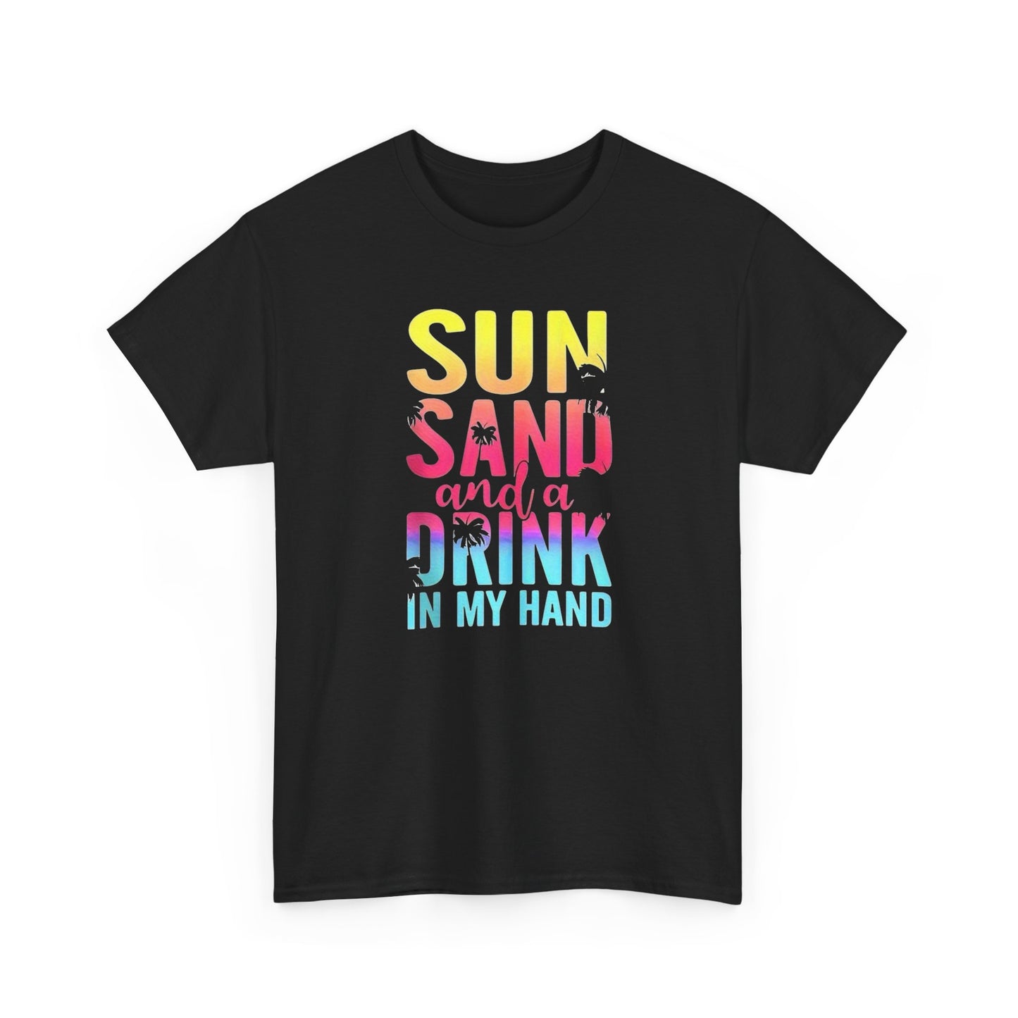 Sun And Sand Drinks Graphic T-Shirt Men's Women's Heavy Cotton Tee NEW GIFT