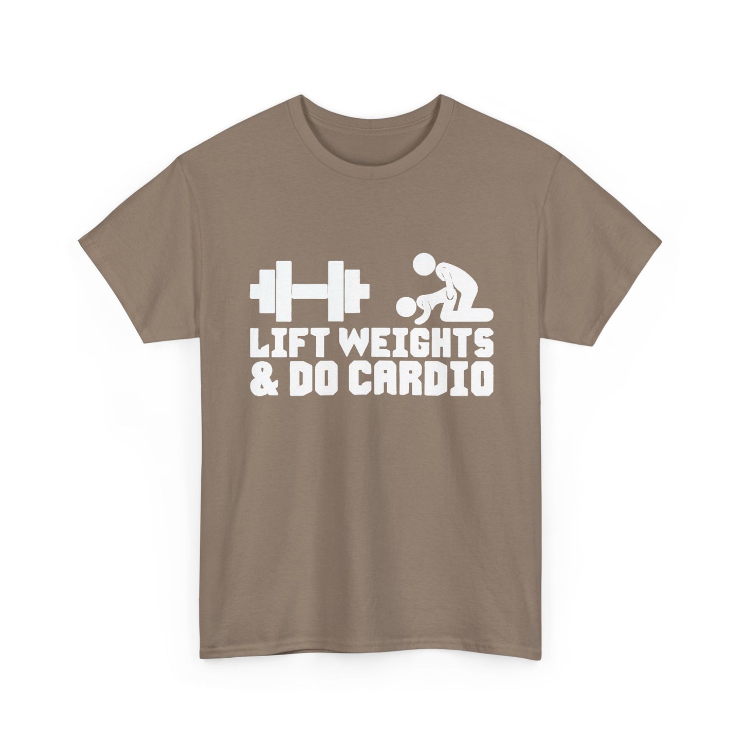 Lift Weights And Cardio Shirt Funny Graphic GYM Workout Unisex Heavy Cotton Tee
