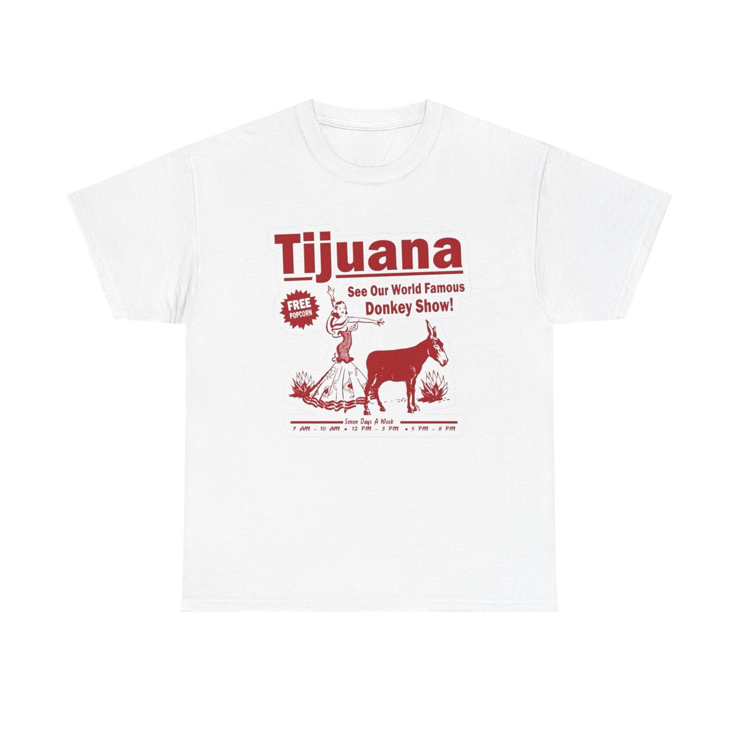 Tijuana Mexico Donkey Show Funny Graphic T Shirt S-5XL NEW Unisex Heavy Cotton