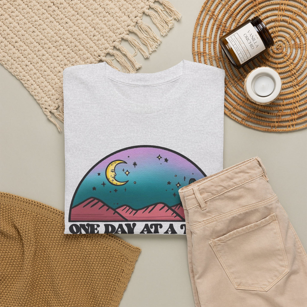 One Day At A Time Graphic T Shirt Men's Heavy Cotton Tee