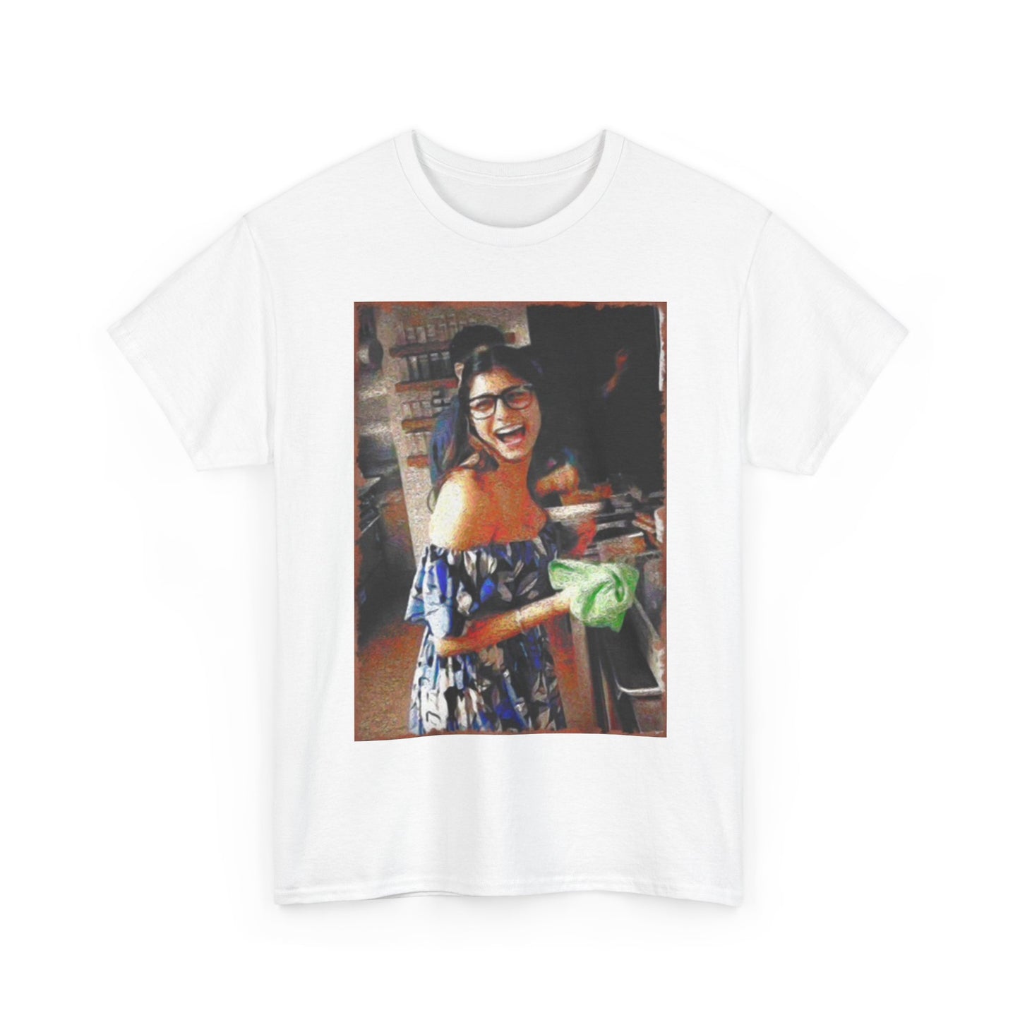 Mia Khalifa Poster Shirt Funny Model Onlyfans Graphic Gift Unisex Heavy Cotton