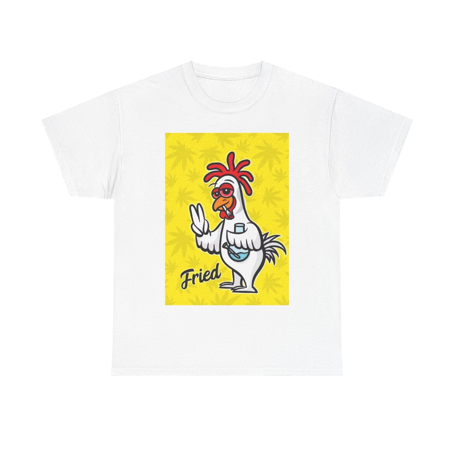 Fried Chicken Tshirt Funny Weed Graphic Bong 420 Unisex Heavy Cotton Tee