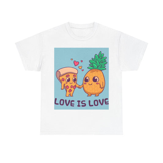 Pizza Is Love Tshirt Funny Cute Pineapple and cheese One Bite Unisex Heavy Tee