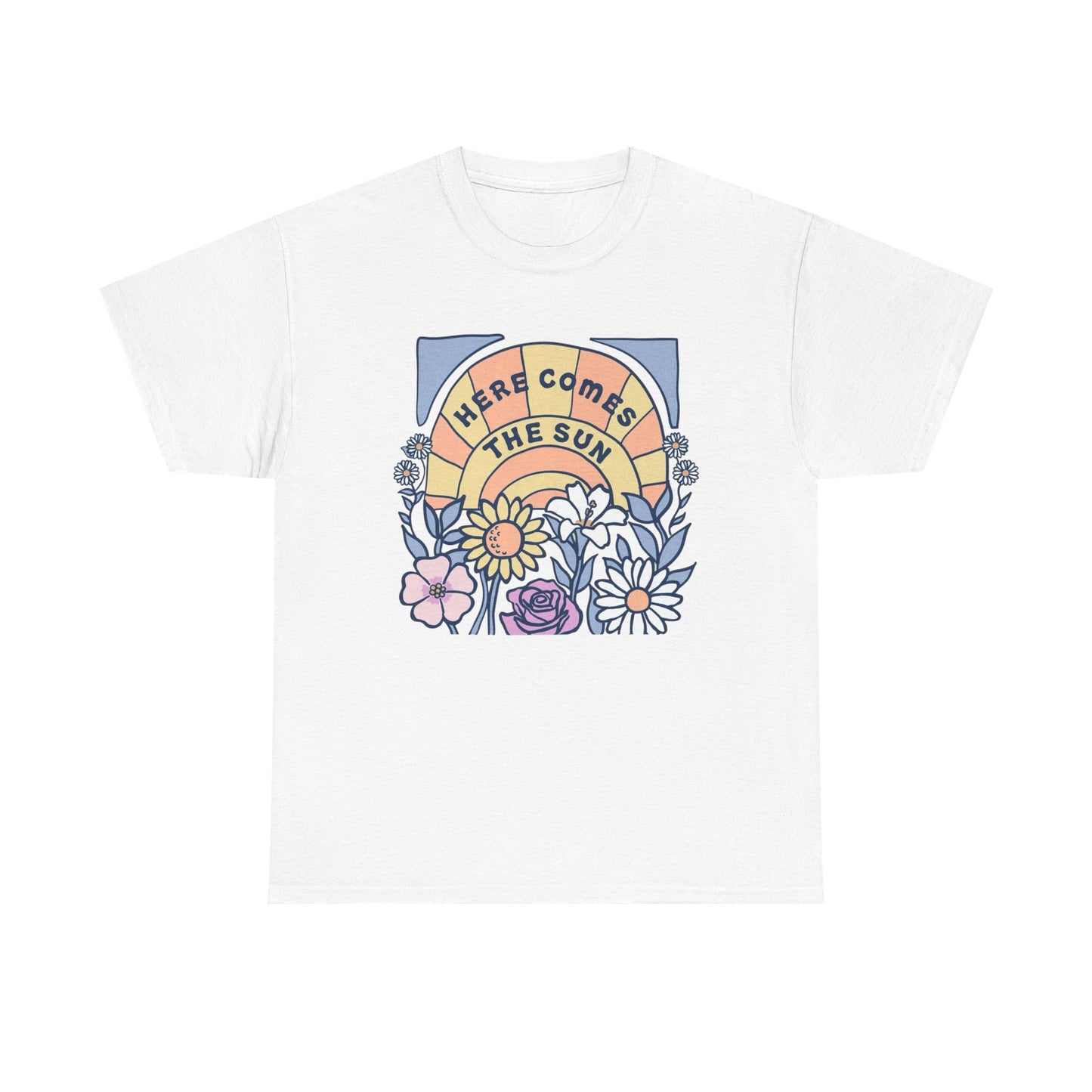 Here Comes The Sun Graphic T Shirt NEW Adult Unisex Heavy Cotton Tee