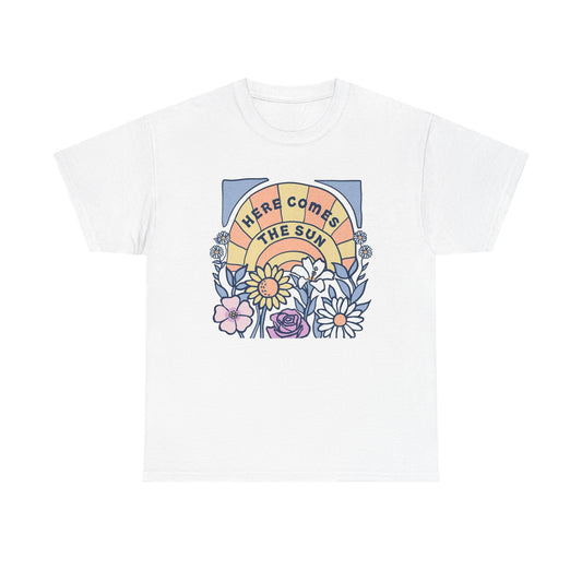 Here Comes The Sun Graphic T Shirt NEW Adult Unisex Heavy Cotton Tee