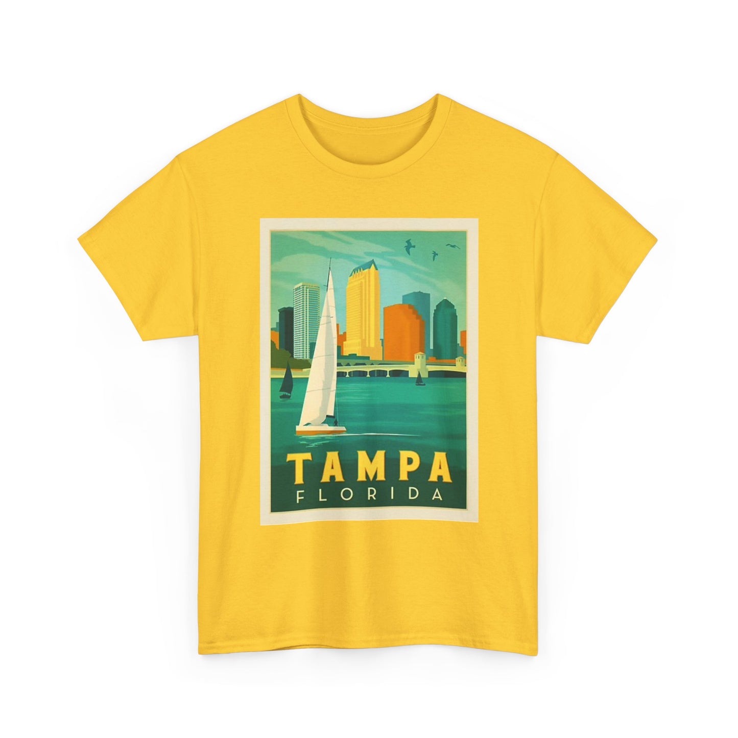 Tampa Florida Graphic T Shirt Vintage Sailing Beach Unisex Heavy Cotton Tee