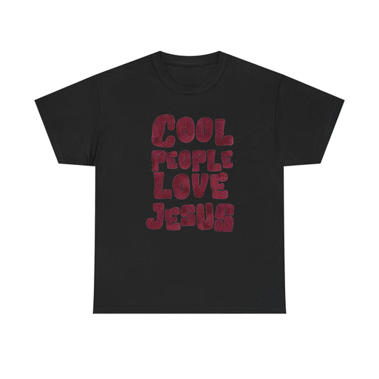 Cool People Love Jesus Graphic T Shirt Regular Men's Heavy Cotton Tee