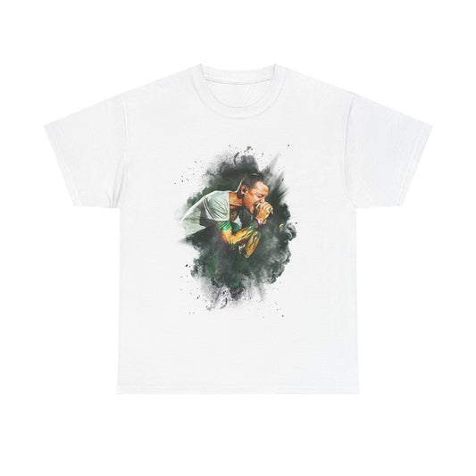 Chester Bennington Tshirt Screaming Neon Art graphic rock band Heavy Cotton Tee