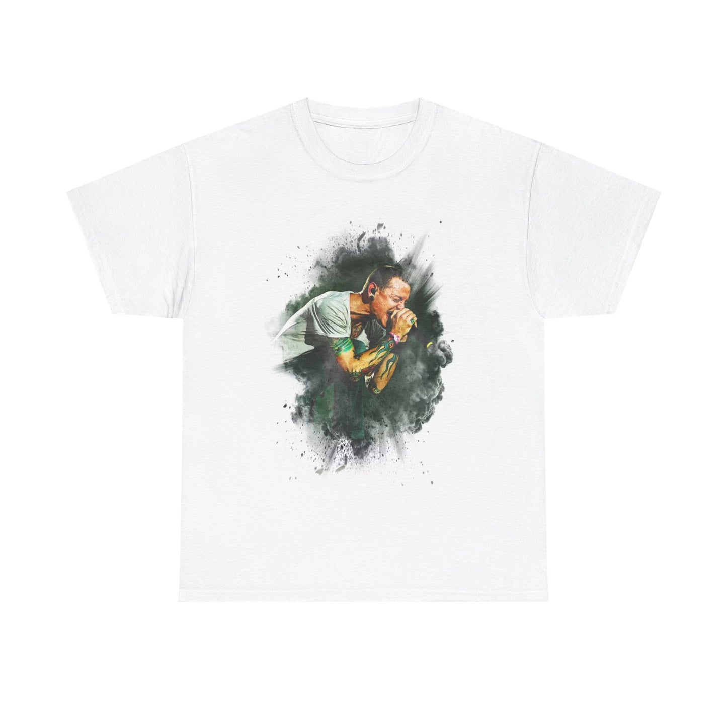Chester Bennington Tshirt Screaming Neon Art graphic rock band Heavy Cotton Tee