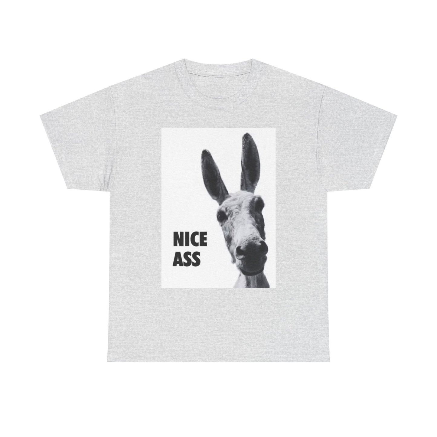 Nice Ass T Shirt Funny Donkey Animal Jokes Comedy Gift Unisex Heavy Cotton Tee