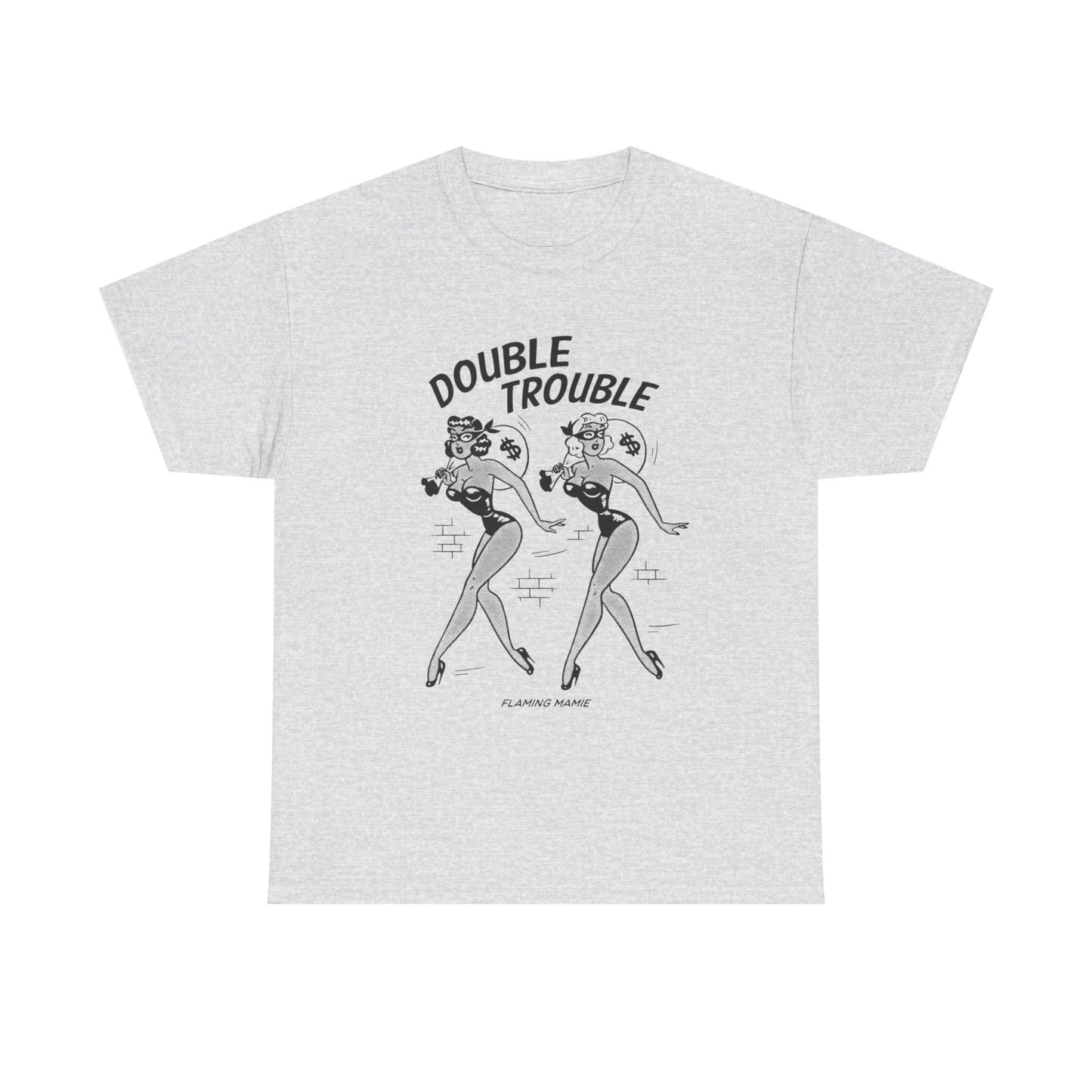 Double Trouble Flaming Mamie Graphic T Shirt Unisex Heavy Cotton Tee NEW Gift