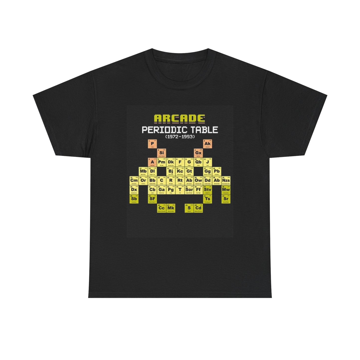 Arcade Periodic Table Graphic T Shirt Retro Gaming Videos  Unisex Heavy Cotton