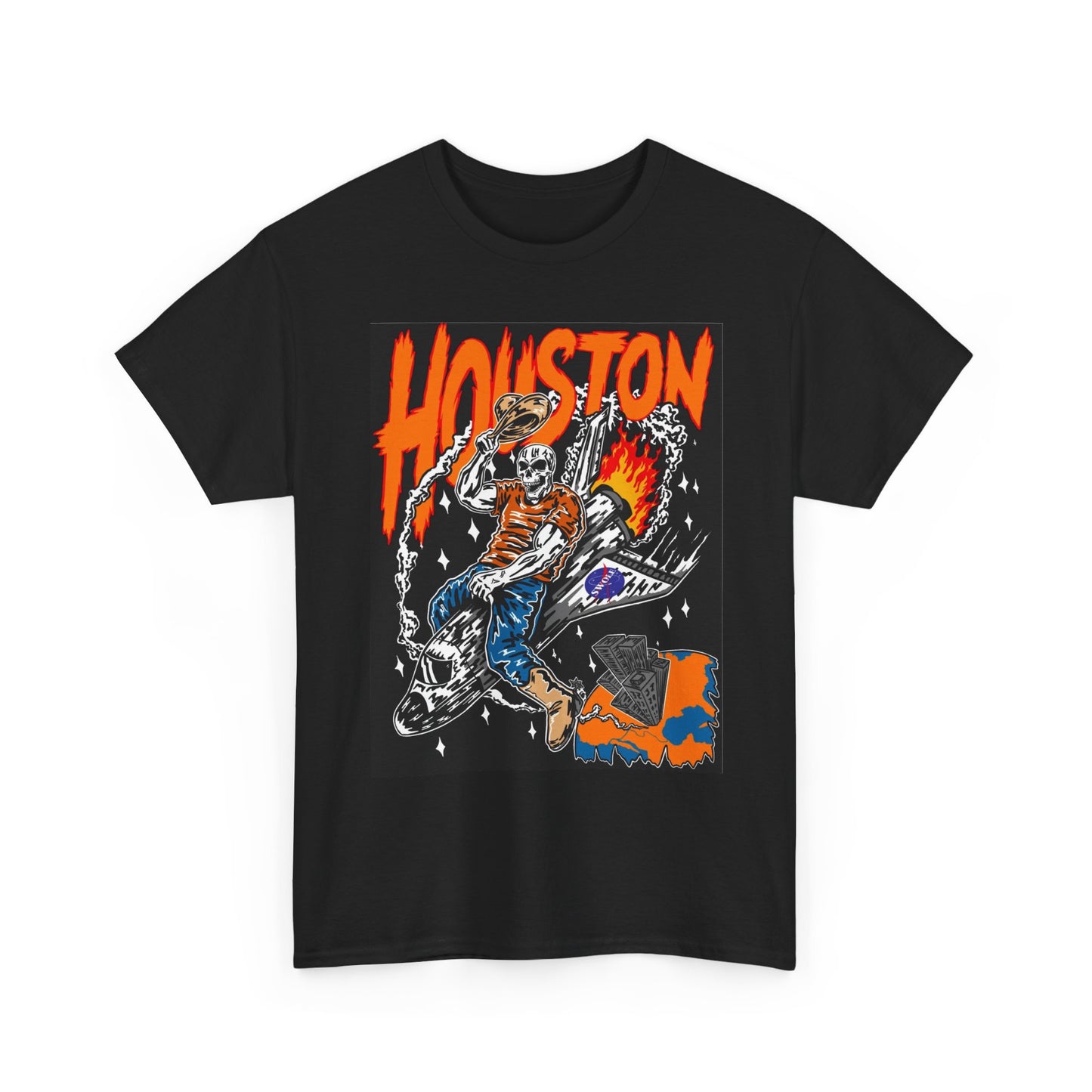 Houston Texas Graphic T Shirt Vintage Art NEW Unisex Heavy Cotton Tee