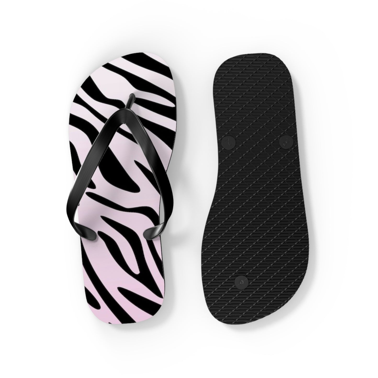 Zebra Print Beach Sandals, Slides for Summer, Flip Flops, Water Resistant