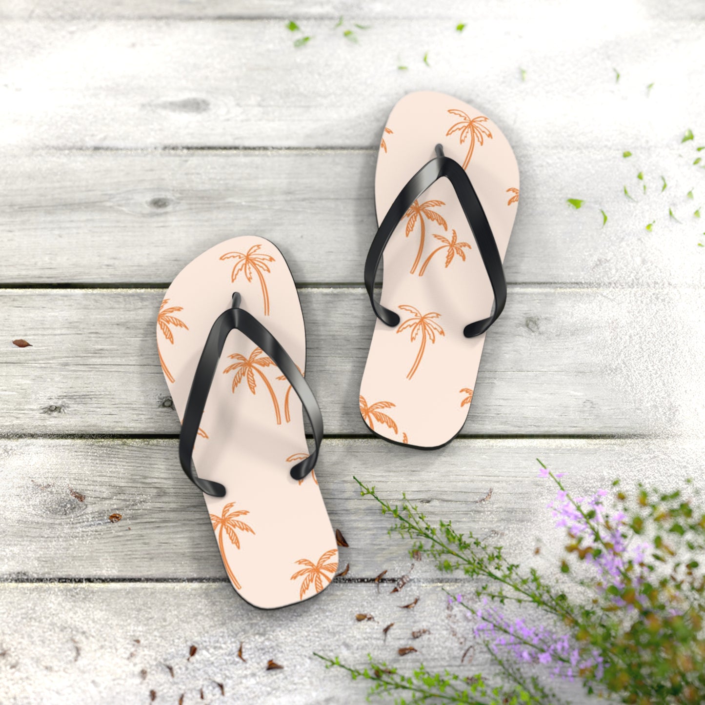 Orange Palm Trees Sandals Summer Flip Flops Slides BRAND NEW