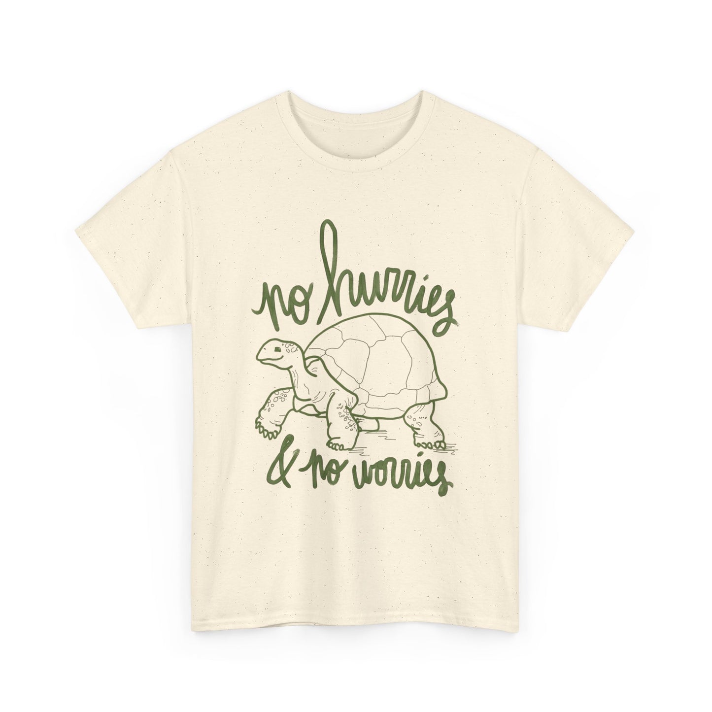 No Hurries No Worries Turtle Graphic T Shirt Unisex Heavy Cotton Tee