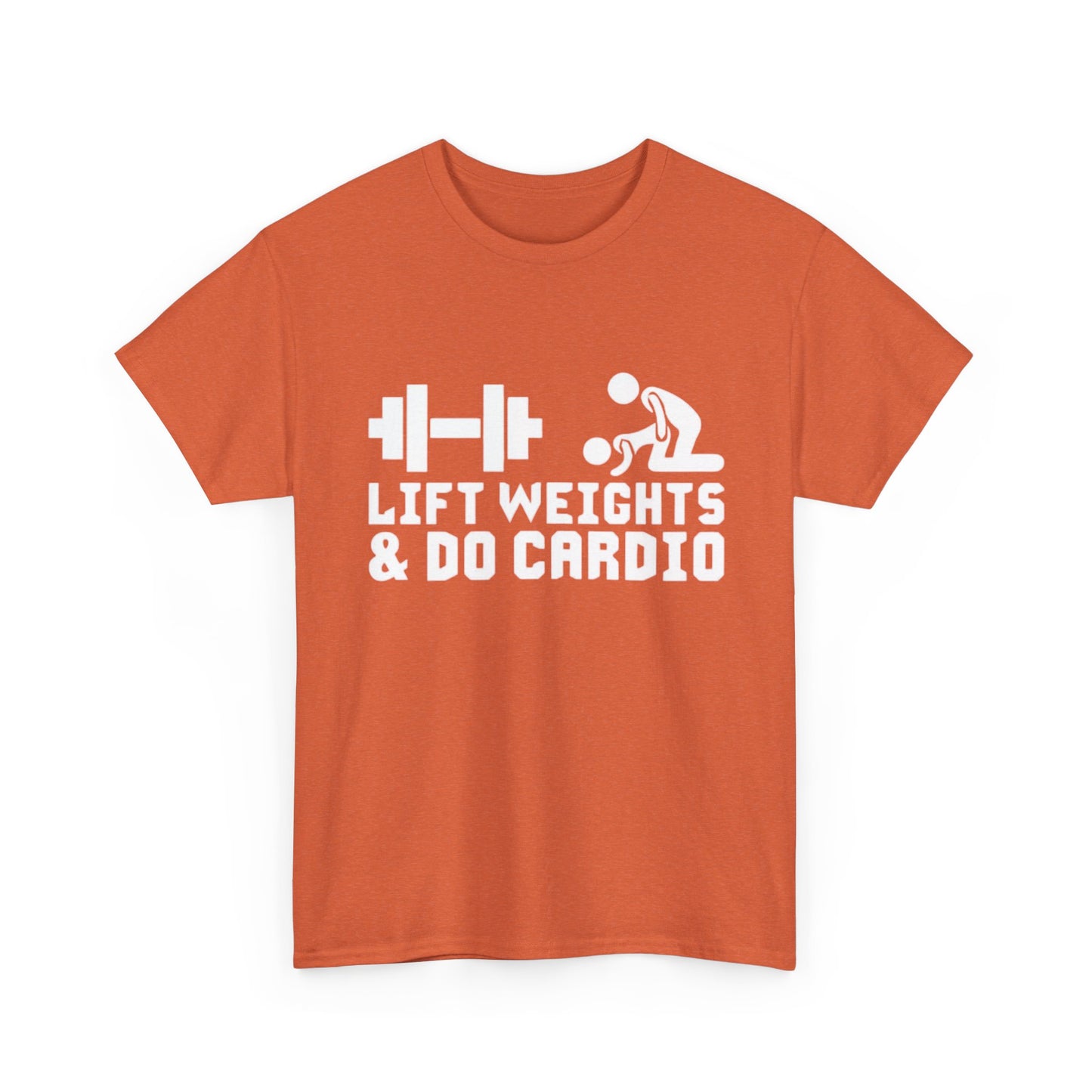 Lift Weights And Cardio Shirt Funny Graphic GYM Workout Unisex Heavy Cotton Tee