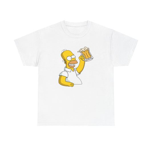 Homer Simpson Beer Graphic T Shirt Retro Funny Duff Unisex Heavy Cotton Tee