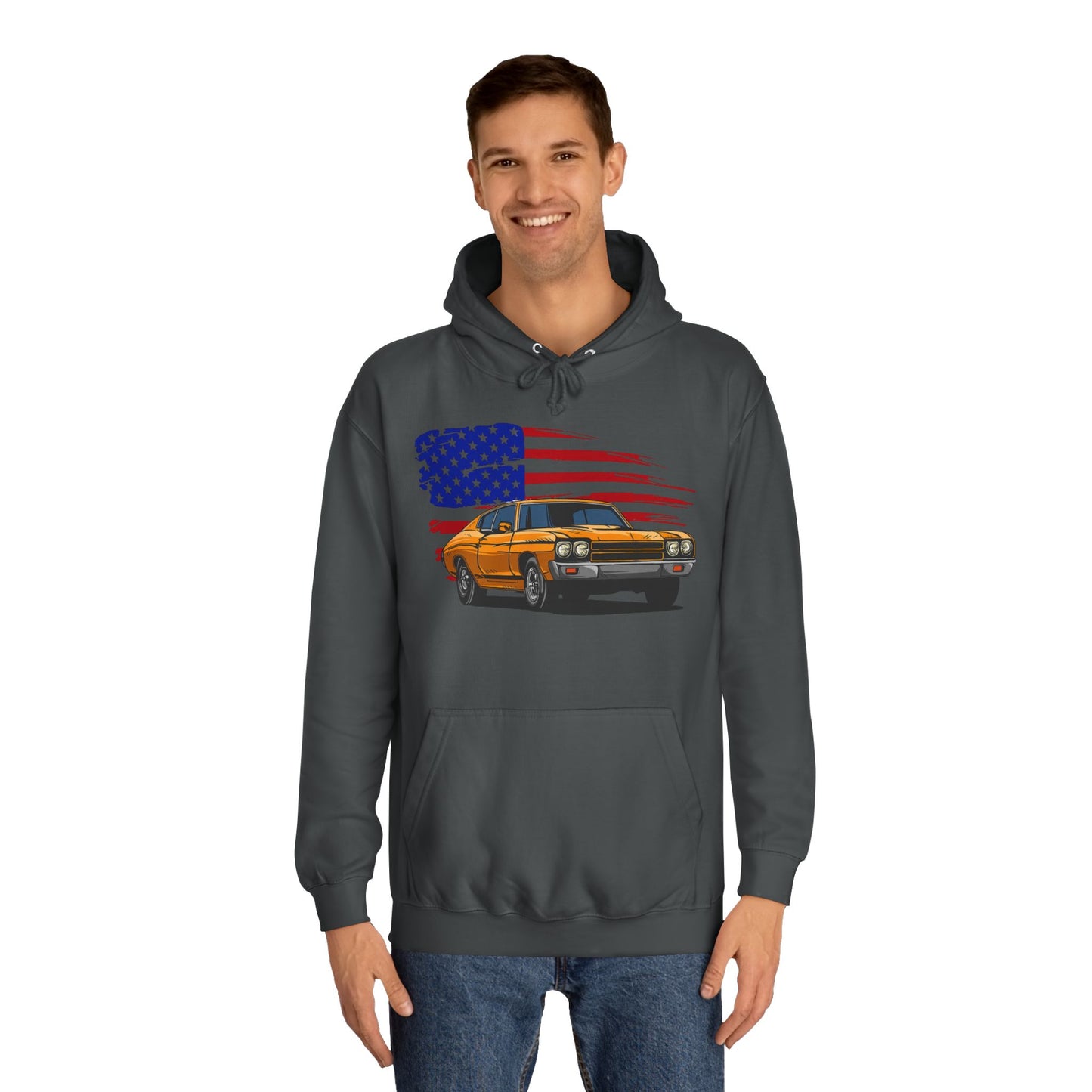 Chevelle Hoodie Retro Chevrolet Vintage Muscle Car American Flag Unisex Hoodie
