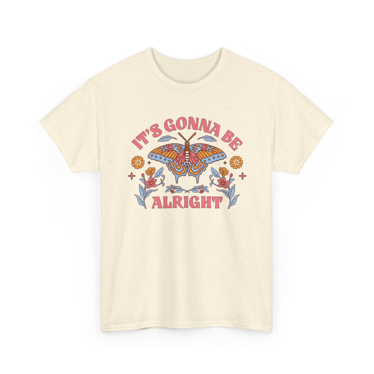 Its Gonna Be Alright Graphic T Shirt Men's Butterfly Heavy Cotton Tee