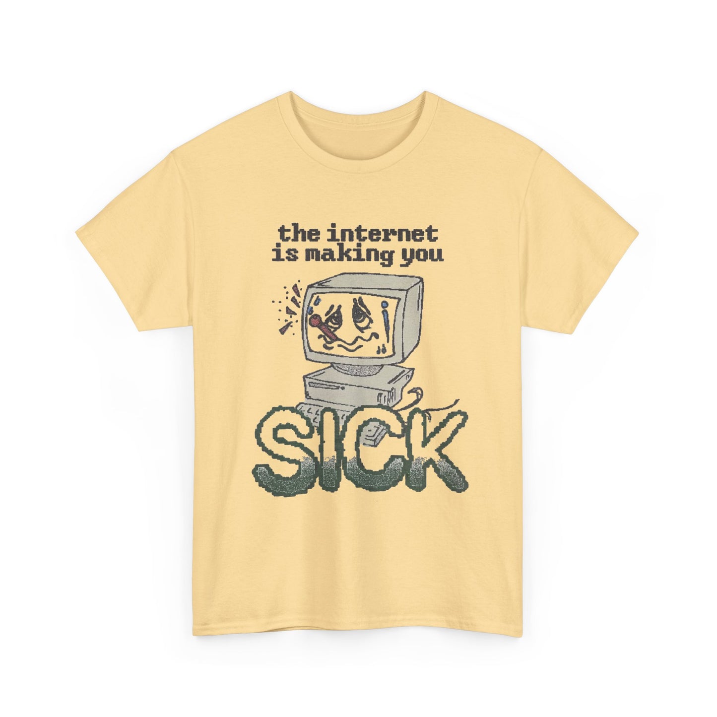 The Internet Is Making You Sick Retro Graphic T Shirt Regular Men's Heavy Cotton Tee