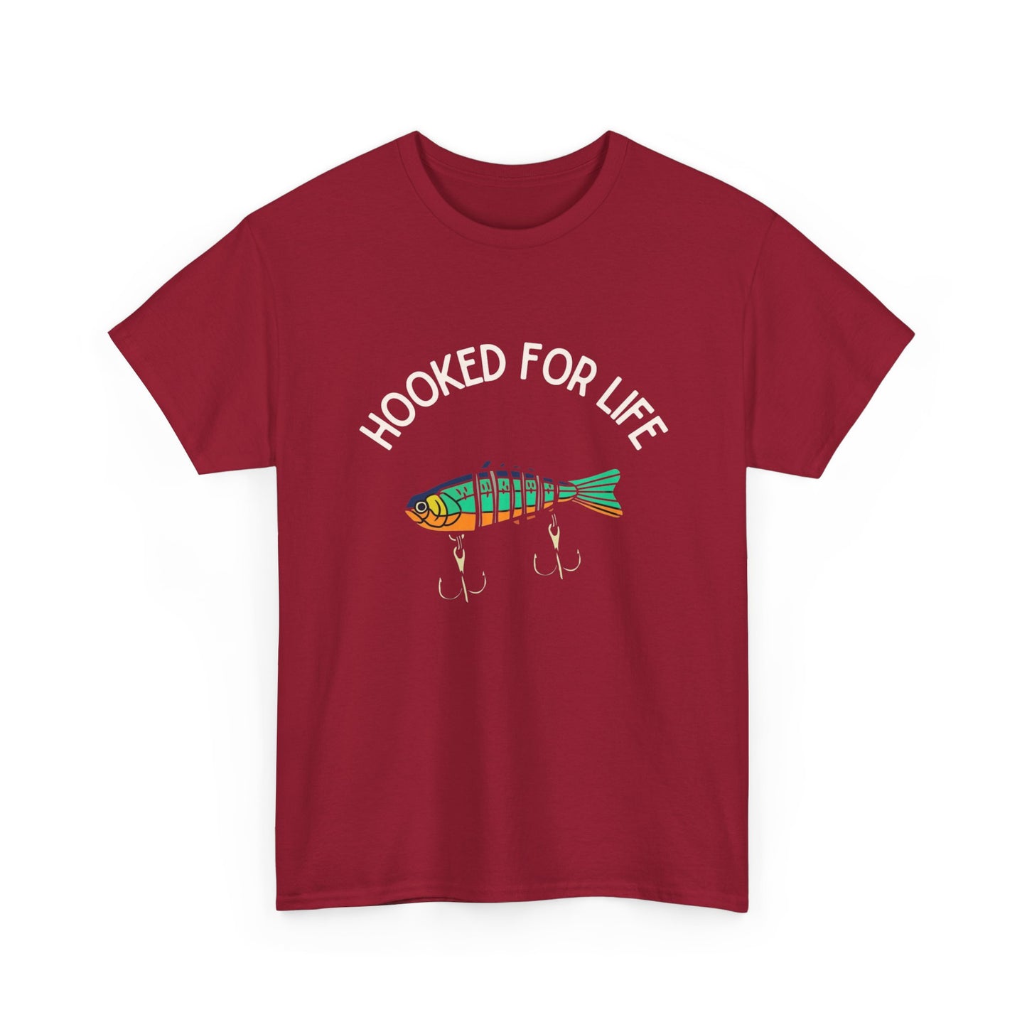 Hooked For Life Fishing Graphic T Shirt NEW Adult Unisex Heavy Cotton Tee