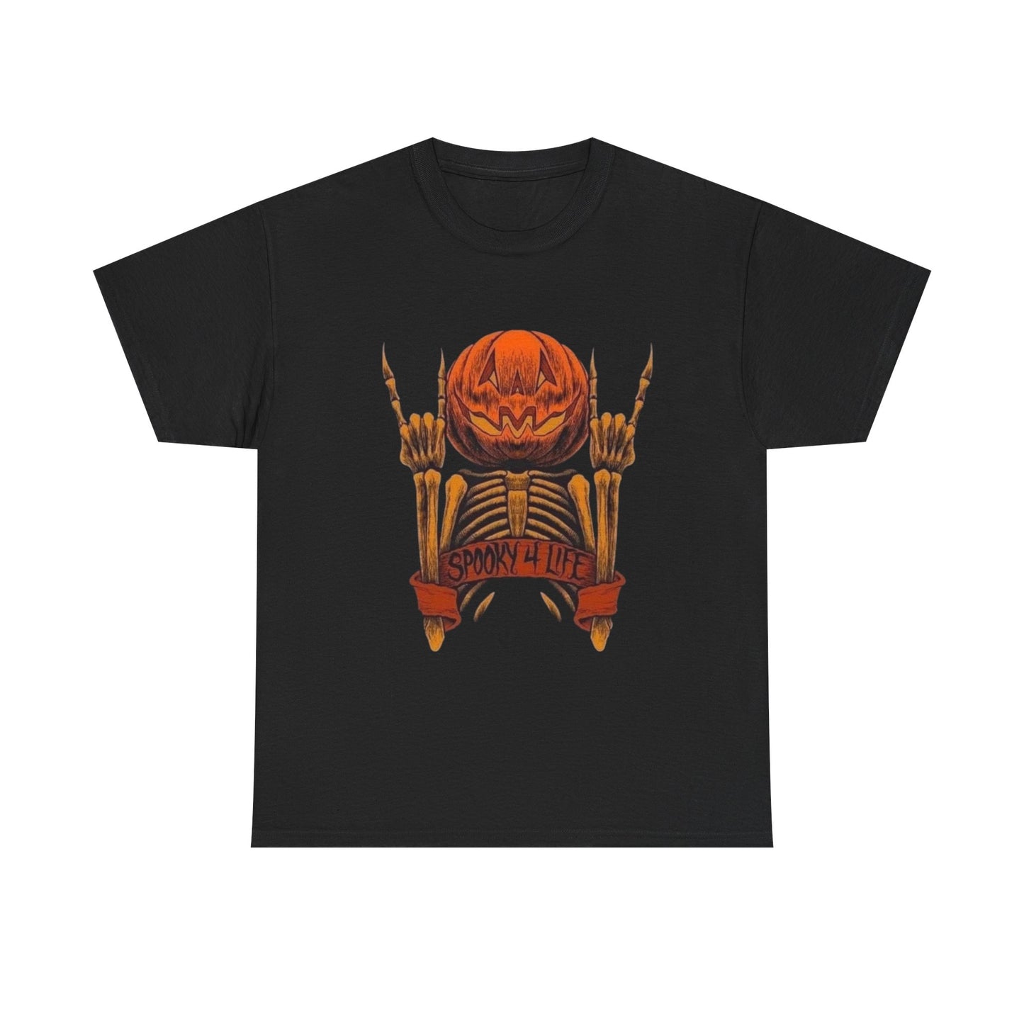 Spooky For Life Pumpkin Halloween T Shirt Unisex Heavy Cotton Tee