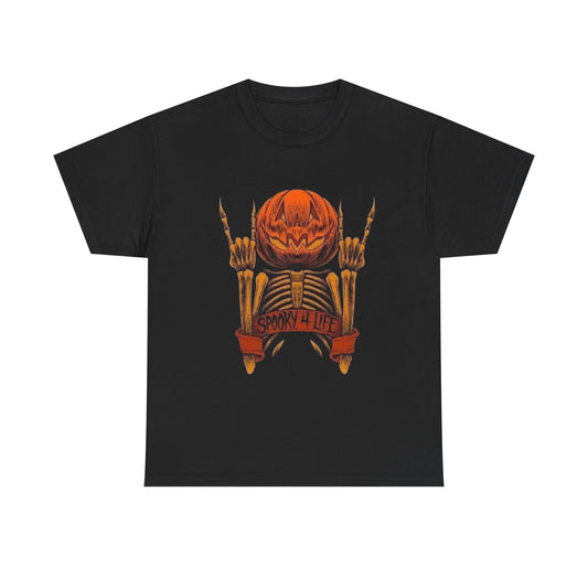 Spooky For Life Pumpkin Halloween T Shirt Unisex Heavy Cotton Tee