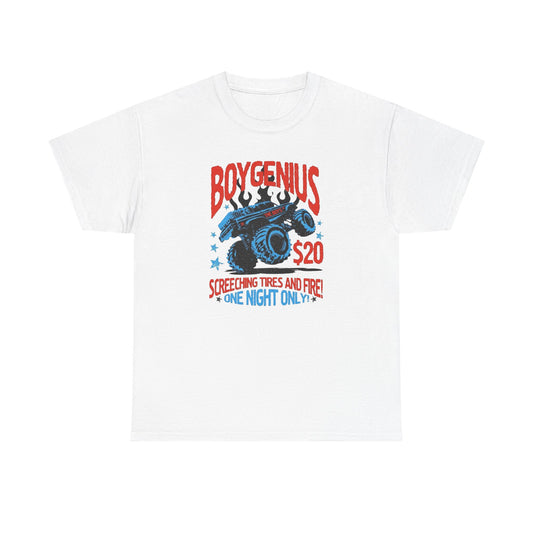 Boy Genius Monster Trucks Graphic T Shirt Unisex Heavy Cotton Tee New Gift