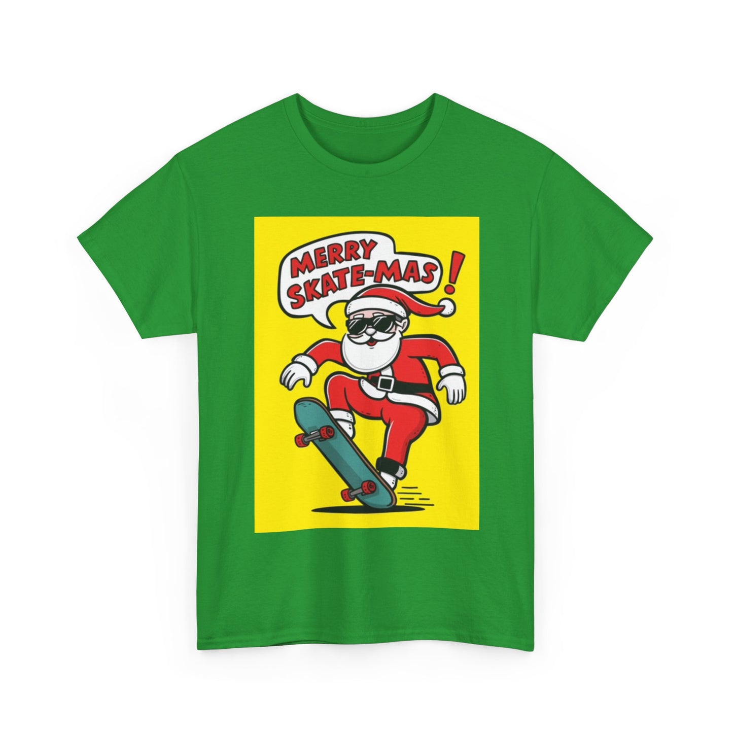 Merry Christmas Shirt Santa Skateboarding Graphic Unisex Heavy Cotton Tee