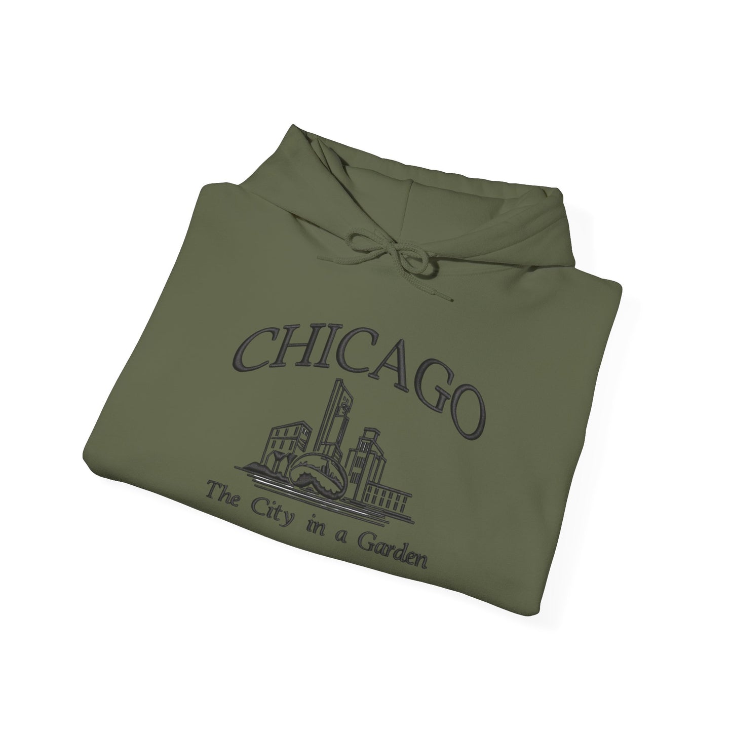 Chicago City In A Garden Graphic Hoodie Heavy Blend Sweatshirt NEW