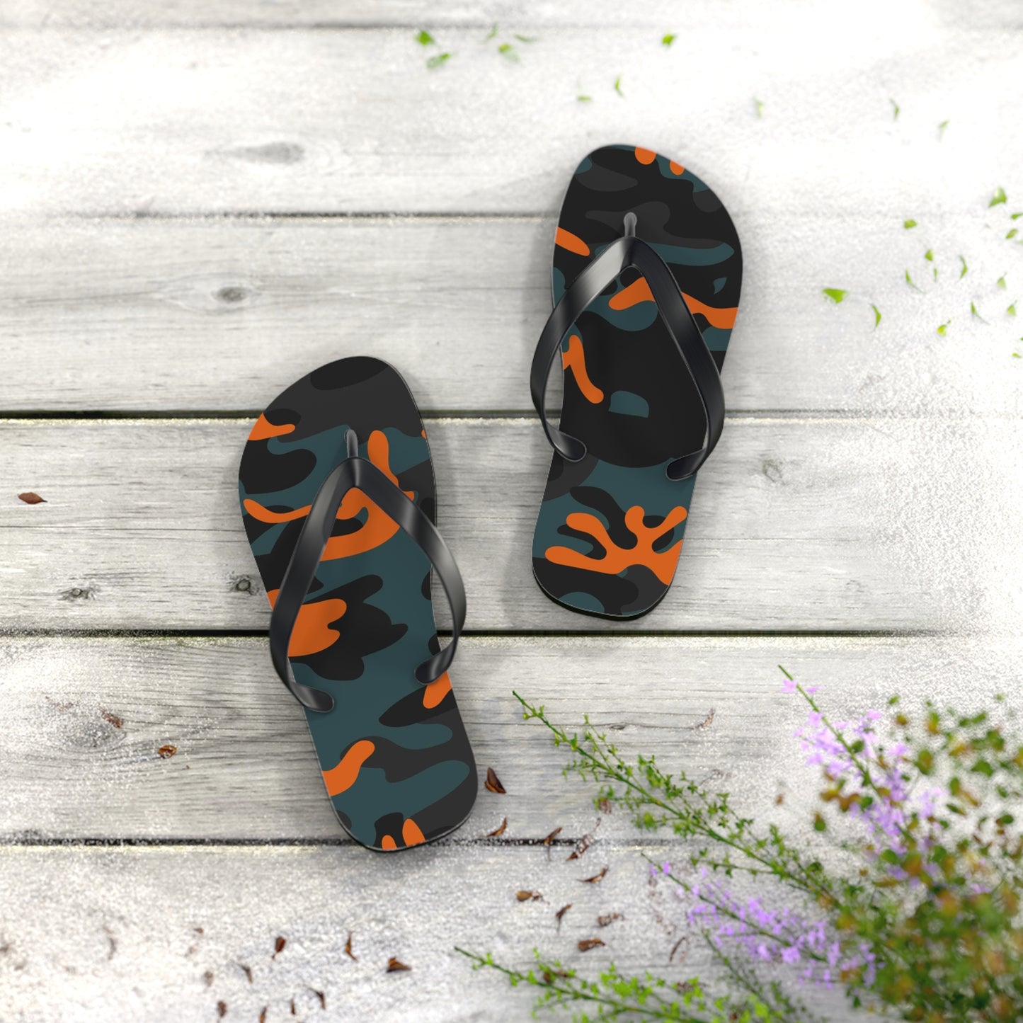 Waves And Sun Sandals Camo Print Summer Flip Flops Slides BRAND NEW