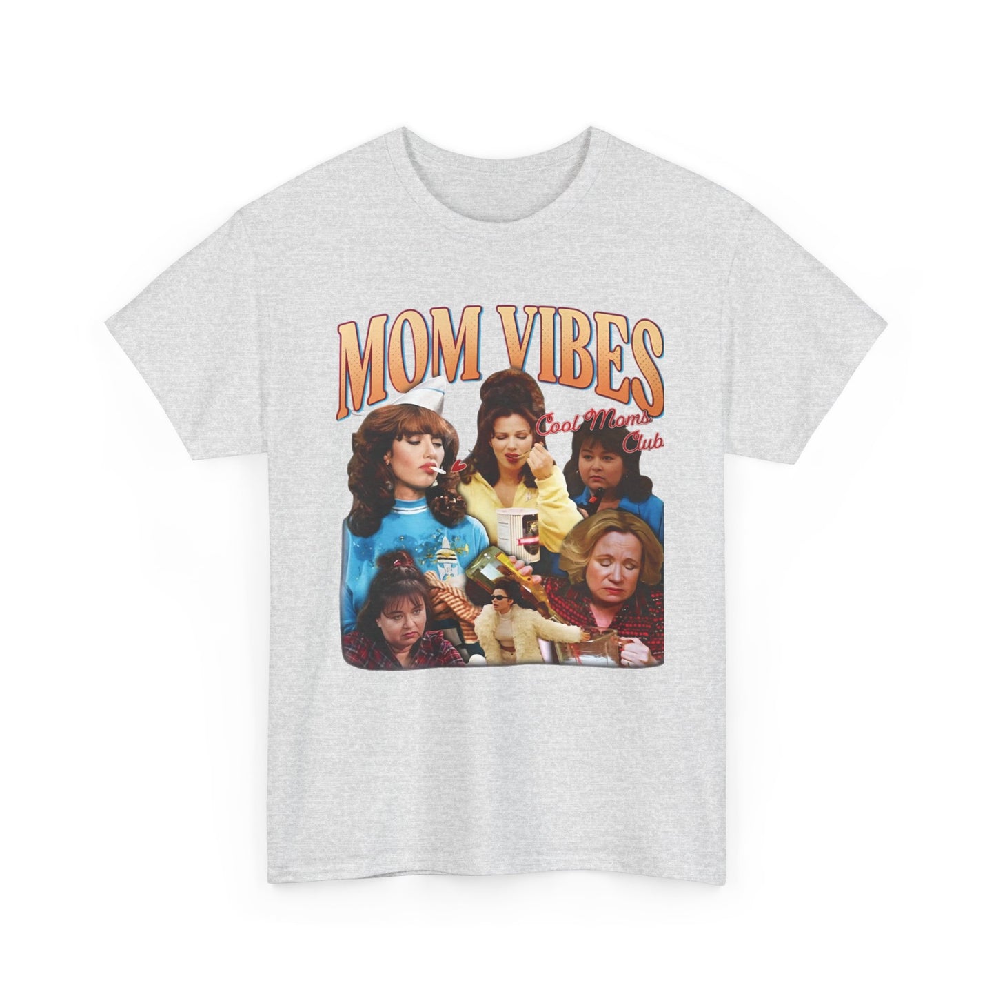 Mom Vibes Retro Graphic T Shirt Vintage Womens Funny 90s Cotton Tee