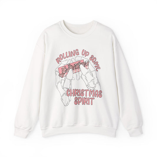 Rolling Up Some Christmas Spirit Funny Sweater NEW Heavy Crewneck Sweatshirt