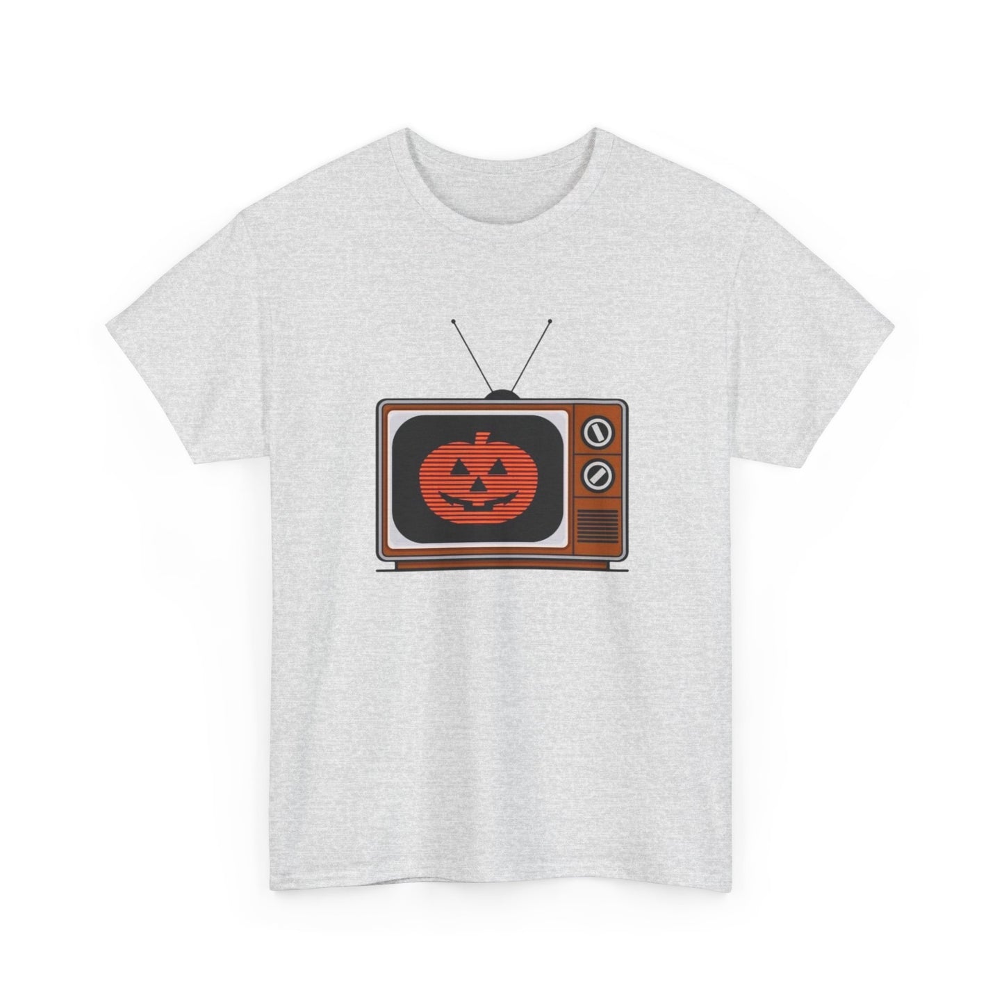 Halloween Pumpkin Tv Retro Graphic T Shirt Unisex Heavy Cotton Tee